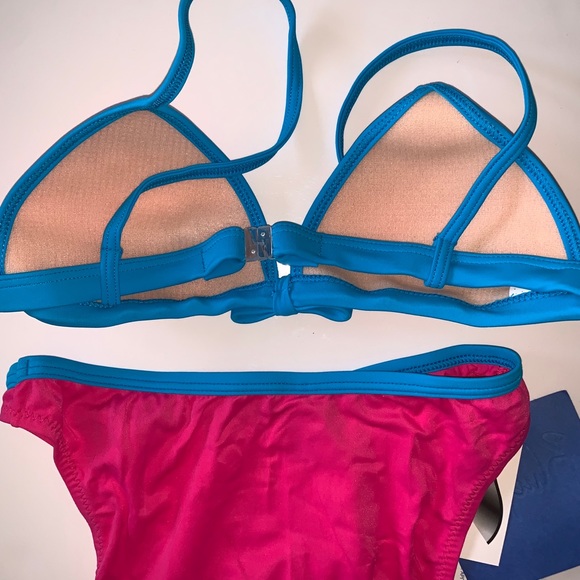 NWT 80s Vintage Blue & Pink Bow Bikini Set - Picture 7 of 9